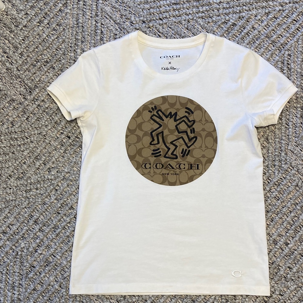 Coach White and Brown Graphic Tee